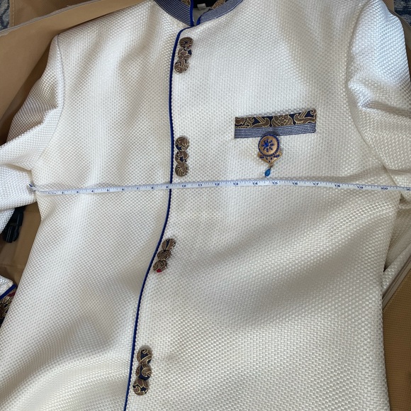 Ivory and royal blue men’s sherwani. - Picture 6 of 6